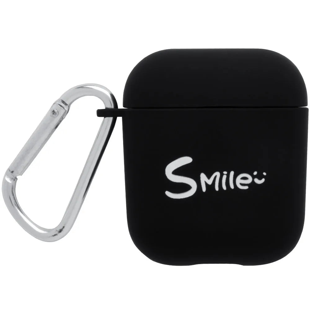 Black and pink PC AirPods case covers with removable flower love smile face decorative inserts