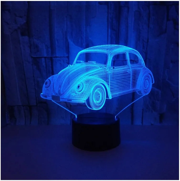Colourful 3D acrylic small table lamp with remote control on black ABS base