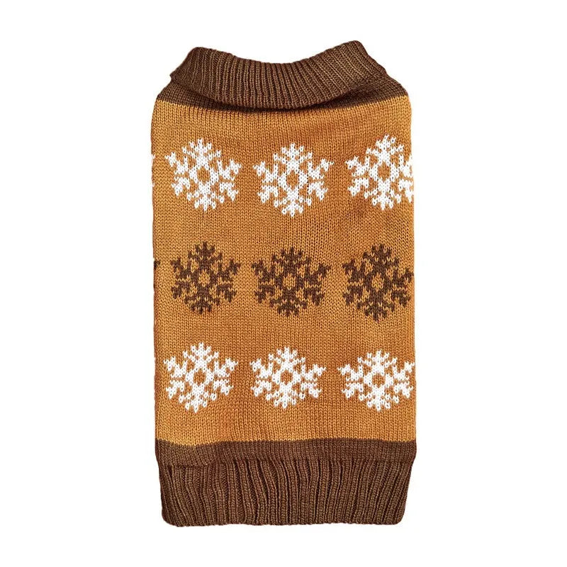 Grey and dark brown acrylic dog Christmas sweater for holiday parties and winter wear