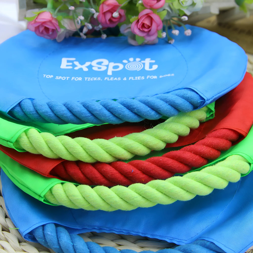 Pet dog flying rope toy canvas disc 19cm diameter for outdoor fetch training