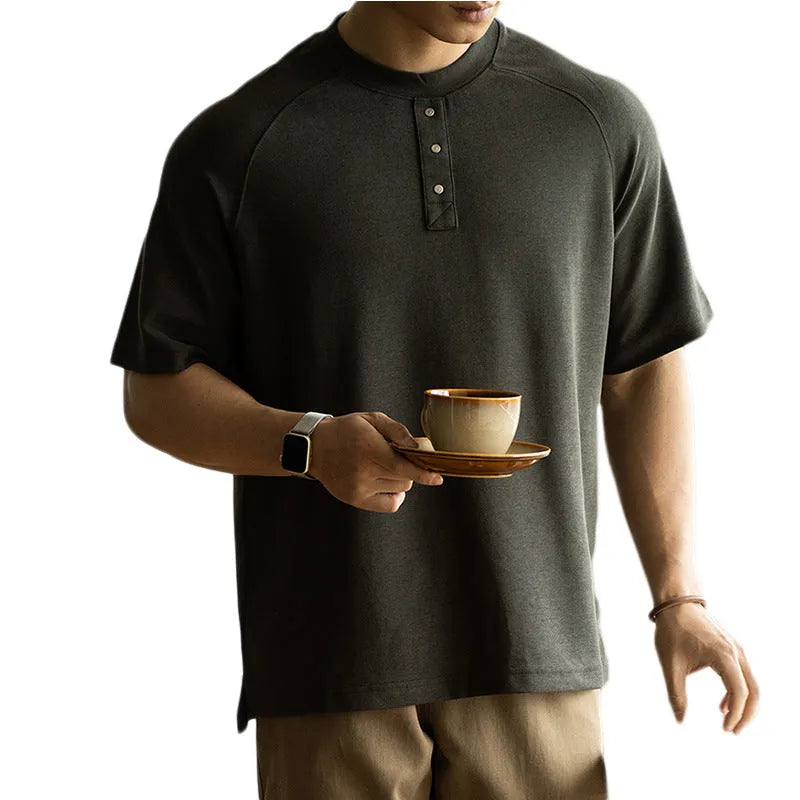 Women's loose-fitting casual pullover top with terry texture fabric and raglan sleeves