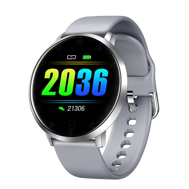 Waterproof smart health bracelet with a 1.3-inch screen on a silicone wrist strap.