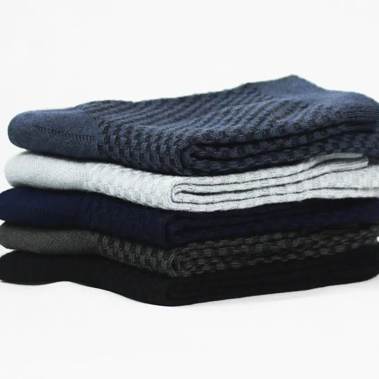 Men's bamboo fibre socks showing small square pattern in one of five available colours.