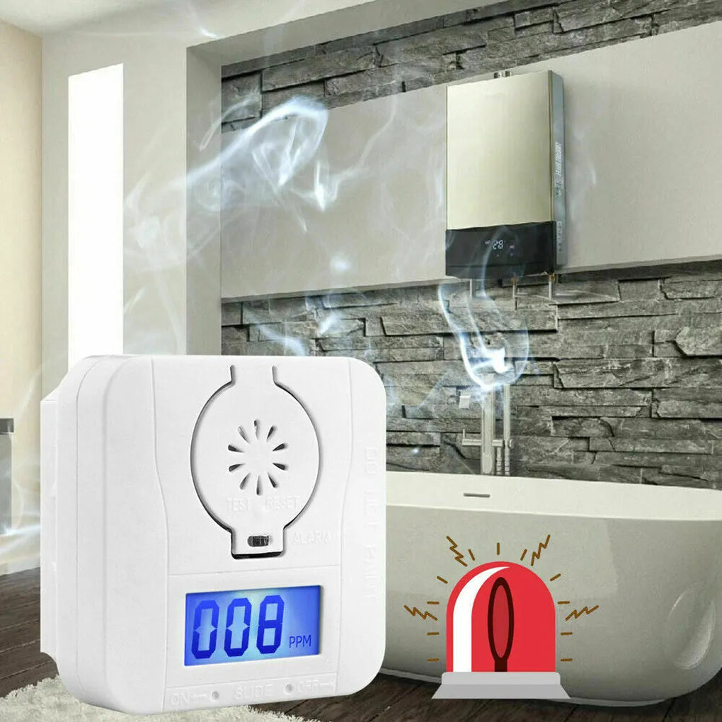White wireless carbon monoxide alarm unit for wall mounting with 1.5 metre detection distance