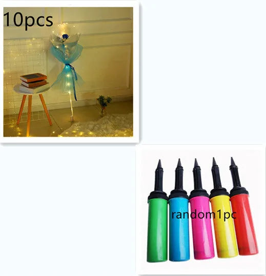 Transparent LED luminous DIY balloon rose bouquet with integrated lights for decoration.