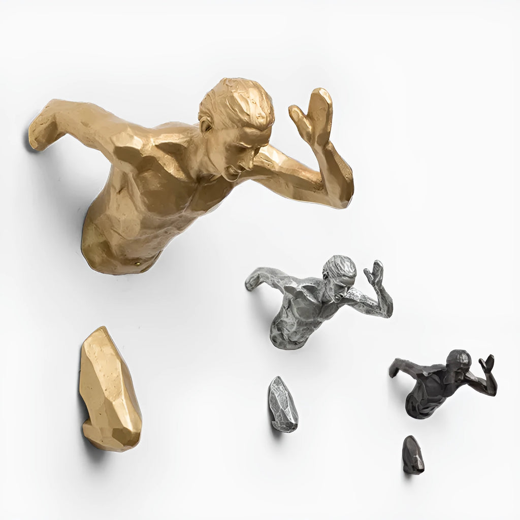 Resin character wall hanging wall decoration in modern simple style copper colour left facing