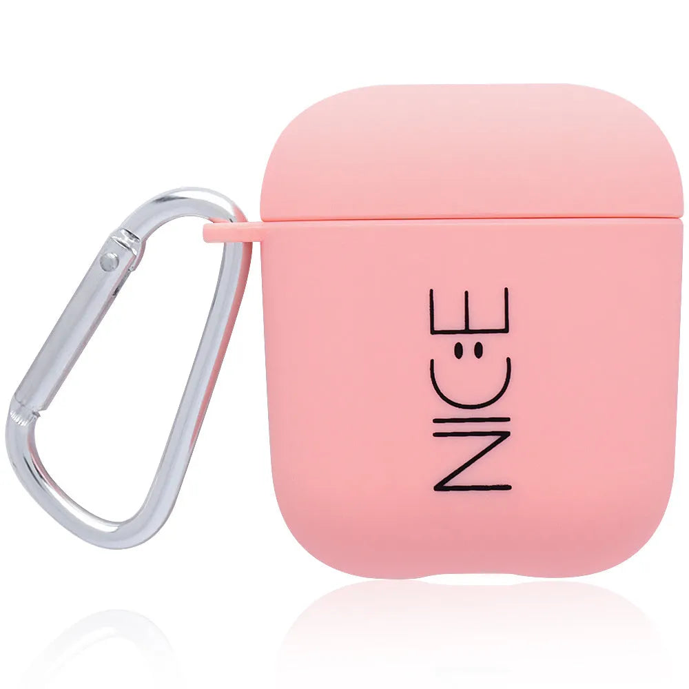 Black and pink PC AirPods case covers with removable flower love smile face decorative inserts
