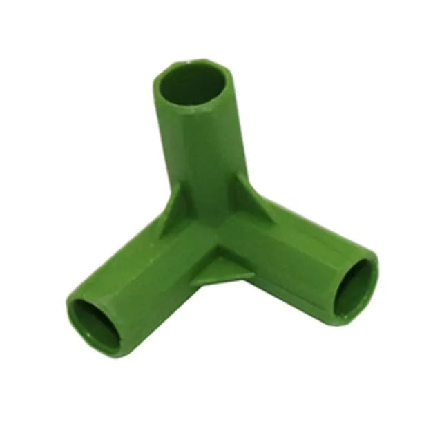 PP plastic plant support connector with 11mm diameter fitting for three-way and four-way garden stake connections