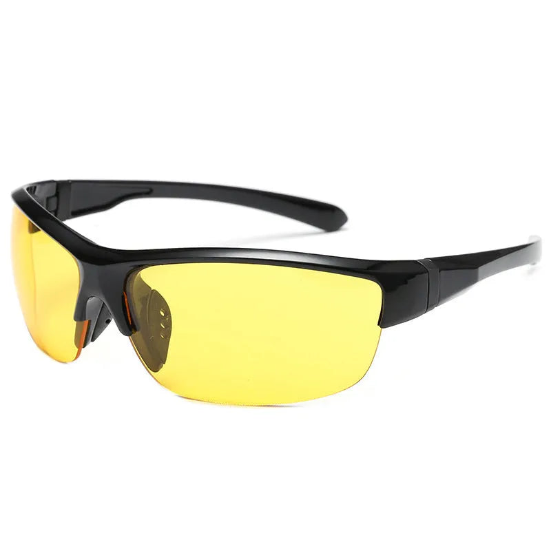 Men's windproof cycling sunglasses with semi-frameless PC frame in multiple colour options