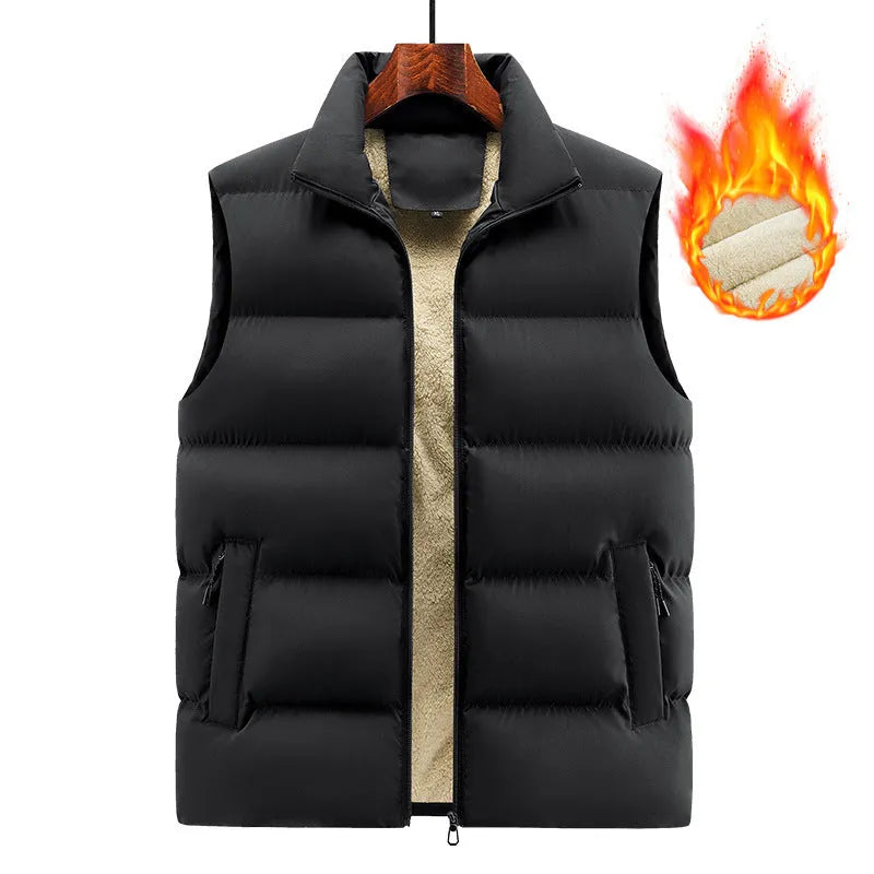 Striped men's lambswool vest in black, dark blue or red for autumn and winter wear