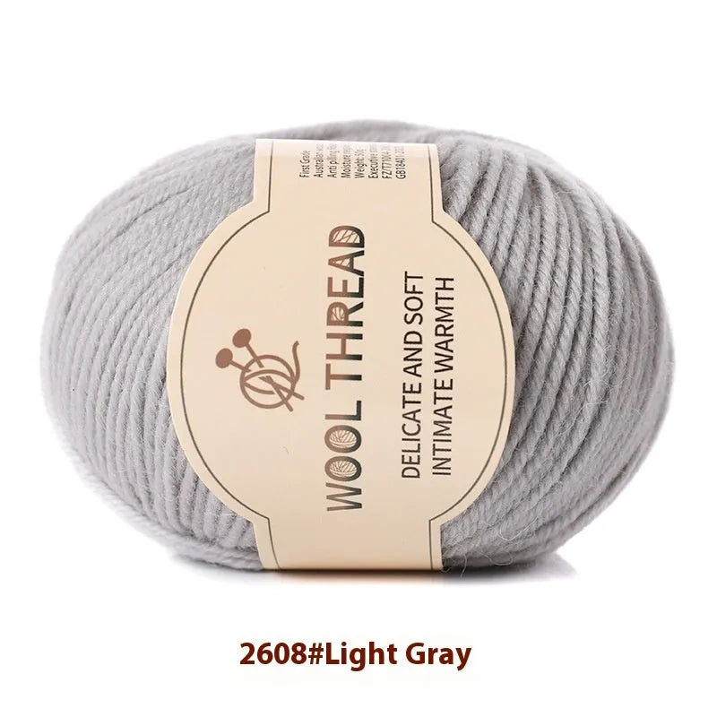 Roll of woolen knitting yarn thread for hand knitting with size 10 needles in various colour options