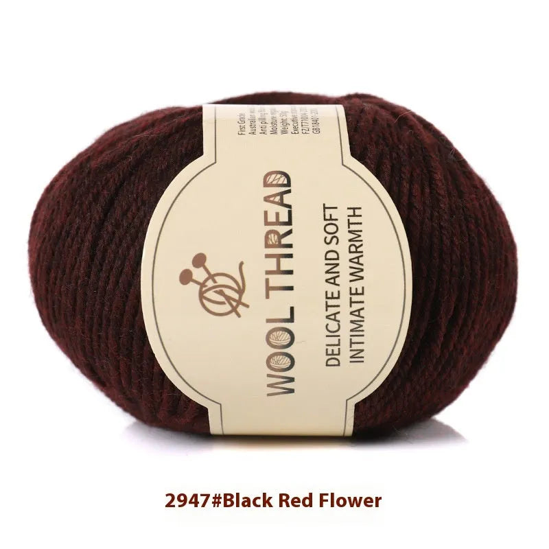 Roll of woolen knitting yarn thread for hand knitting with size 10 needles in various colour options