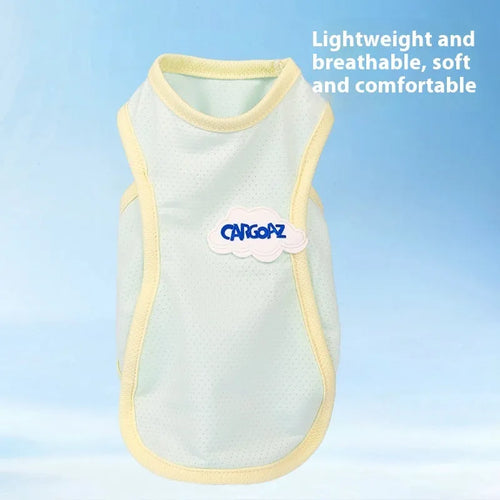 Lightweight polyester mesh cat vest in grass green colour with sports styling