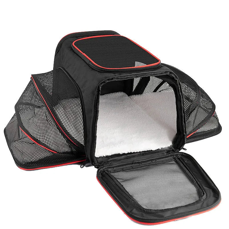 Large capacity cat bag in 600D cation fabric available in small and large sizes with four colour options