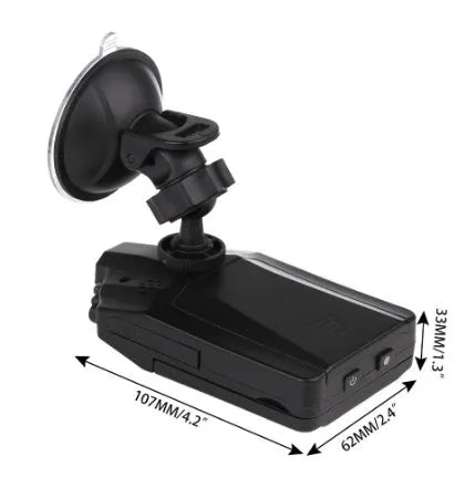 H198 car dash camera with 2.4-inch screen showing infrared night vision recording capability