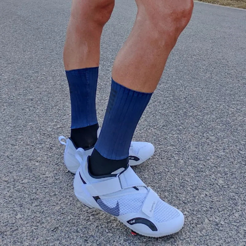 Athletic sports socks for cycling and running in six colour options