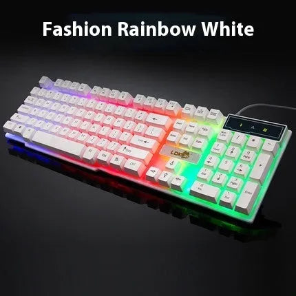 White and black glowing USB cable for gaming keyboards with LED lighting effects