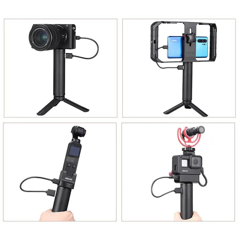 Black aluminium alloy charging handle power bank, 12.5cm long