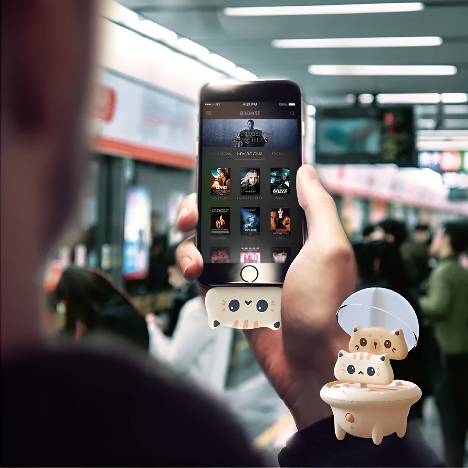 Cartoon bear and cat design fast charging power bank for Apple iPhones with plastic shell