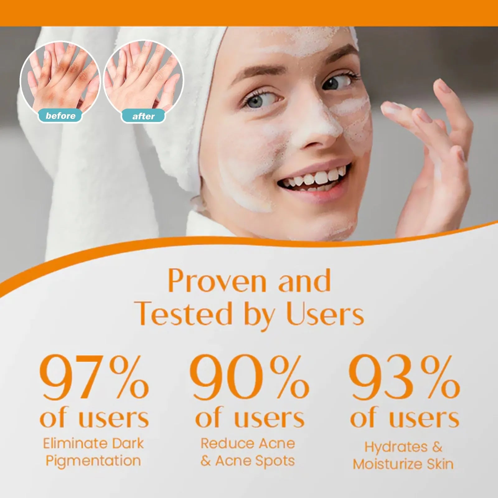 100g bar of whitening vitamin body care soap with Kojic Acid and plant extracts.