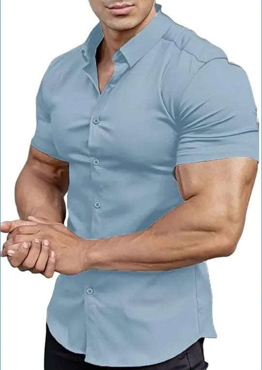 Men's casual short sleeve printed shirt with collar in regular fit, available in multiple colours.
