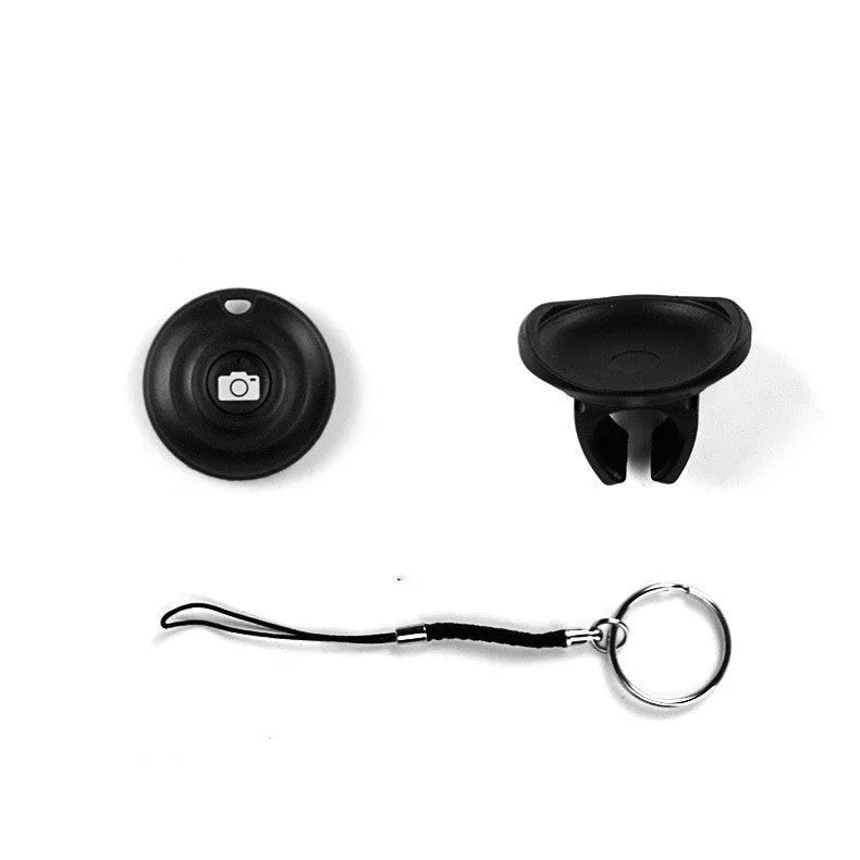 Black Bluetooth selfie remote control for wireless photography with 10m range