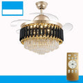 Crystal chandelier ceiling fan light with remote control in 42 inch or 48 inch size options