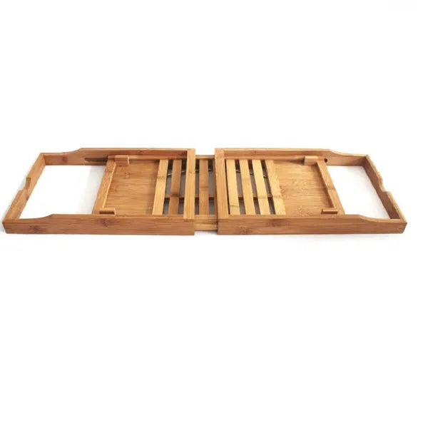 Natural bamboo single-layer bathtub frame desktop organiser for bathroom storage