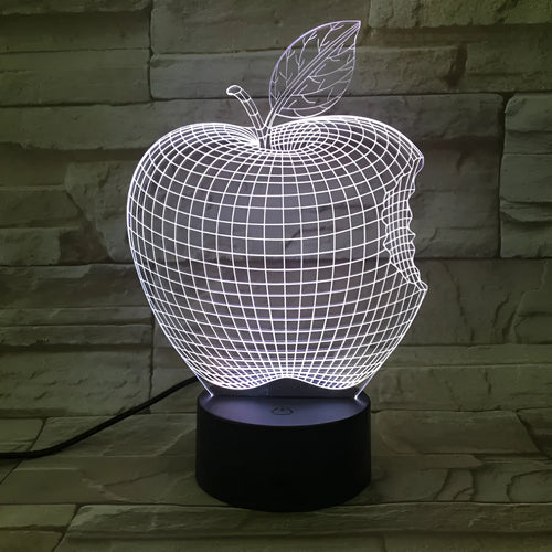 3D fruit colourful night light with acrylic shade and touch control showing seven colour LED illumination