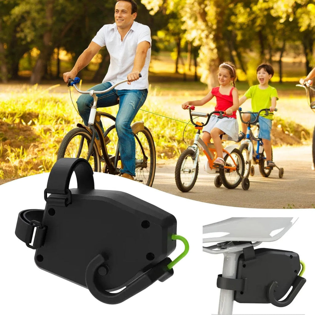 Black plastic and resin bicycle trailer rope for connecting child trailers to adult mountain bikes