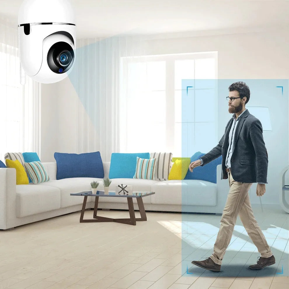 White HM321 wireless security camera with 1080P HD and night vision for indoor outdoor use