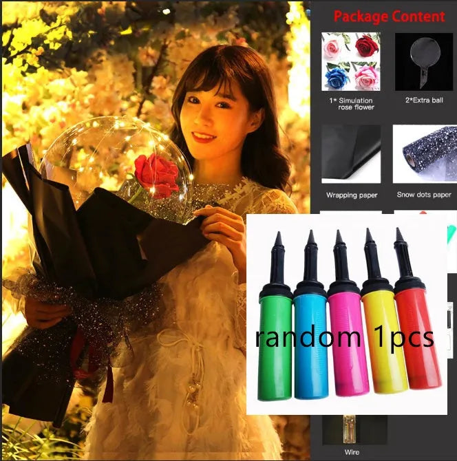 Transparent LED luminous DIY balloon rose bouquet with integrated lights for decoration.