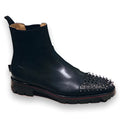 Men's black high-top leather business casual shoes with an oxford-inspired design and leather sole.