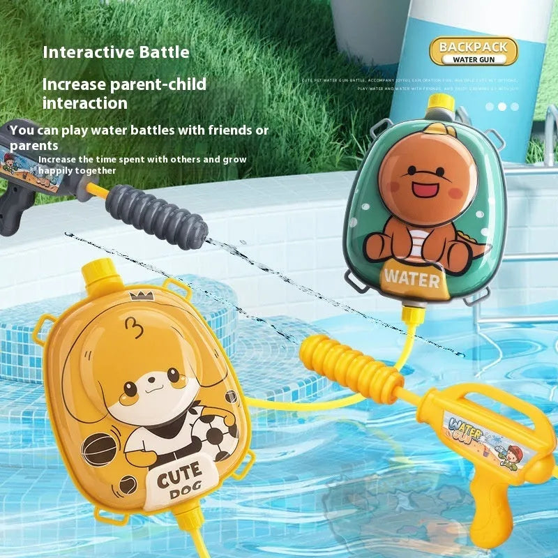 Children's plastic backpack water gun 1500ml capacity in cute dinosaur colour