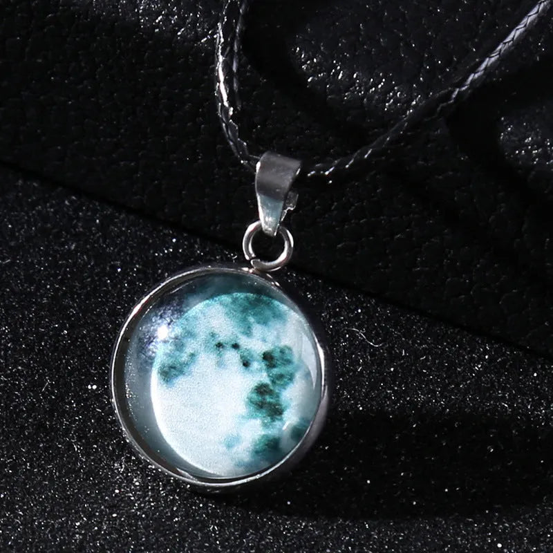 Christmas moon night sky luminous alloy pendant necklace with constellation design on adjustable chain
