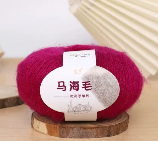 Mohair wool ball for DIY scarf knitting kit with Inverness thread in multiple colour options