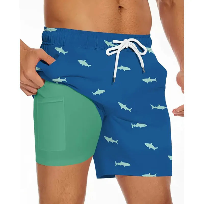 Men's loose fit beach shorts in polyester fabric available in multiple colours and sizes