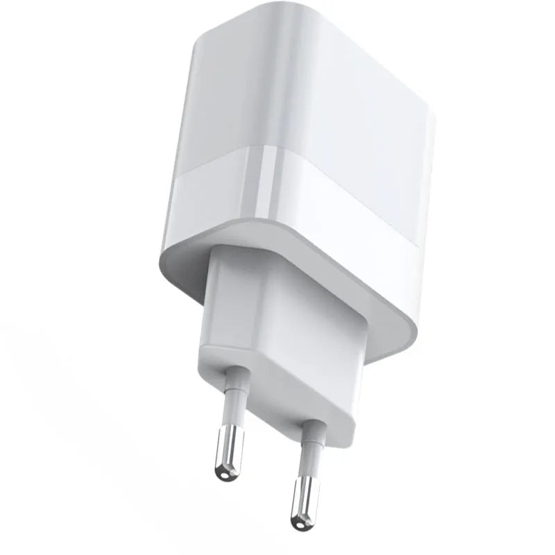 Gallium Nitride 30W charger with European standard plug, dual Type-C ports, white
