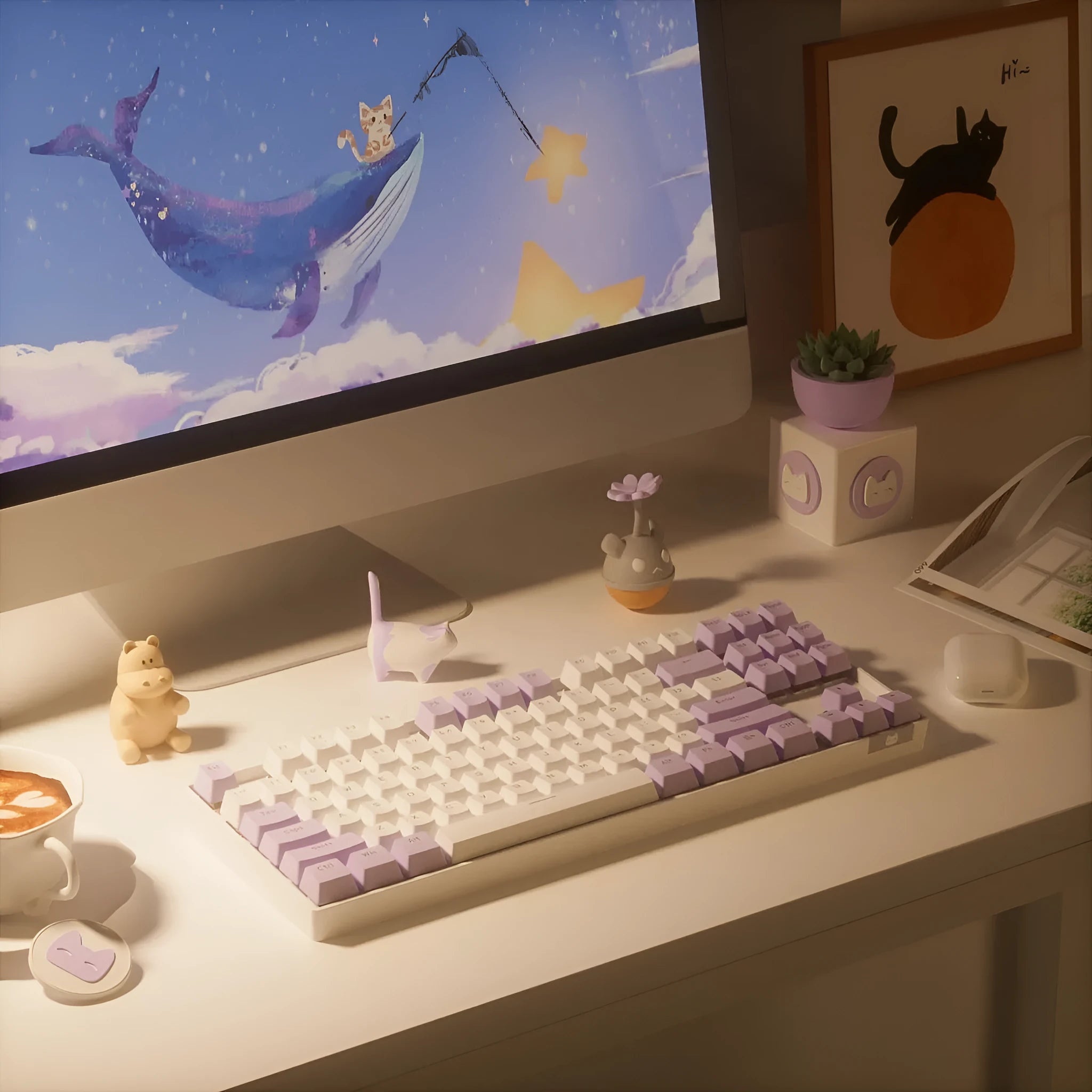Wireless Bluetooth mechanical keyboard with metal construction in blue or purple colour options