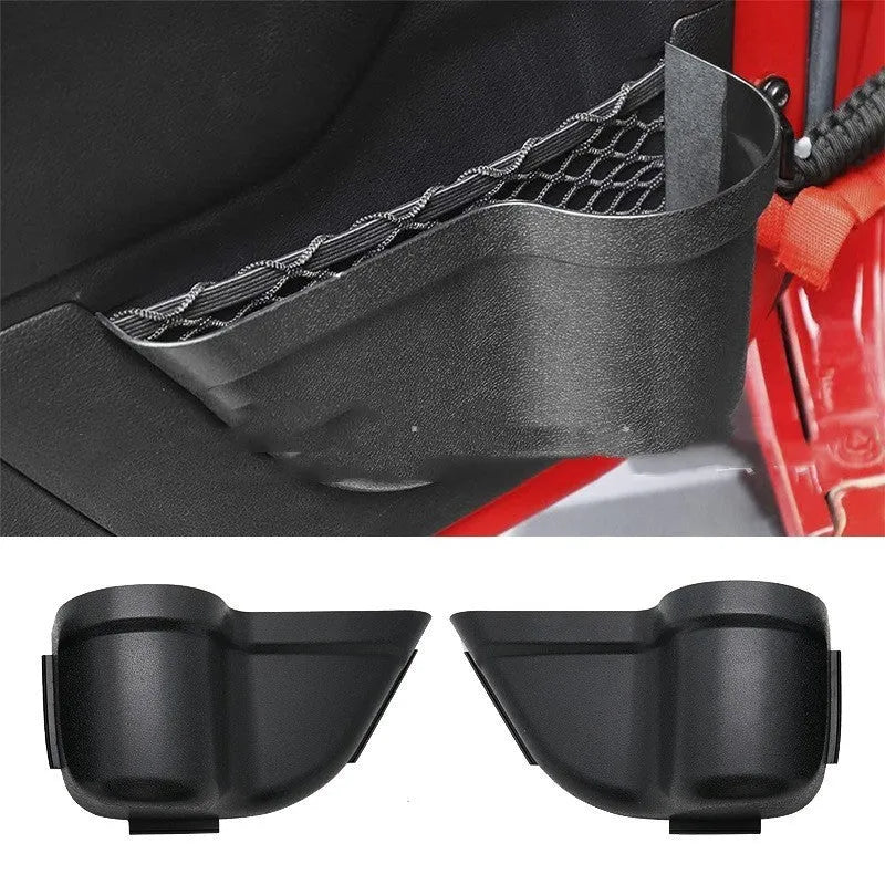 Black ABS plastic car door storage box for Jeep Wrangler JK and JL models interior organisation