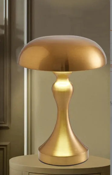 Metallic rechargeable LED desk lamp with touch control showing three colour temperature options