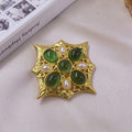 Medieval baroque cross crystal brooch in zinc alloy with retro design