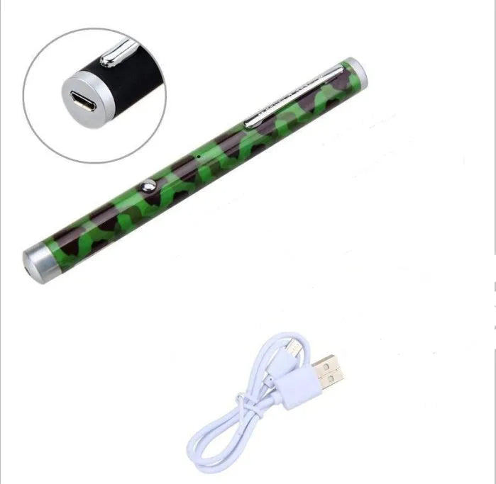 Green laser pointer pen with 5mW output in black, camouflage, or white colour options