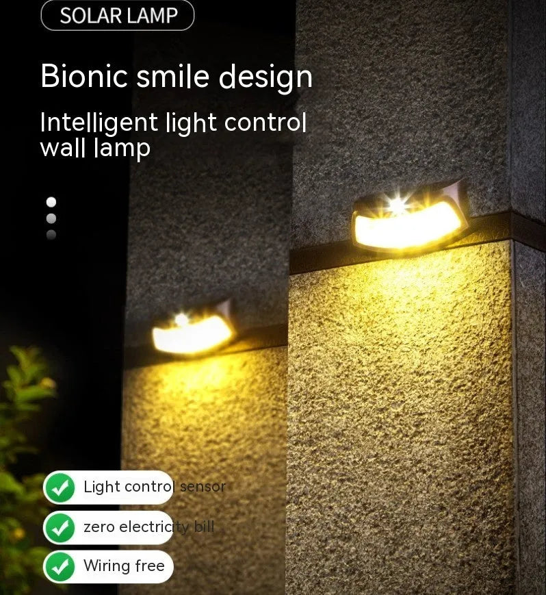 Solar outdoor retro smiling face wall light for garden courtyard decoration