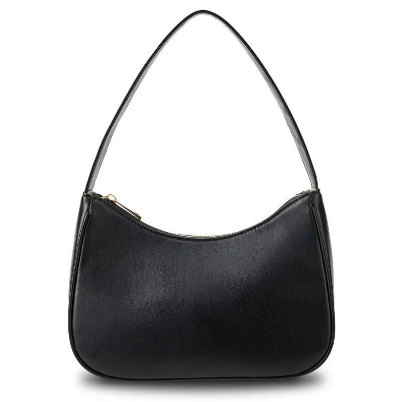 Simple retro waterproof PU shoulder bag with adjustable strap shown in apricot colour