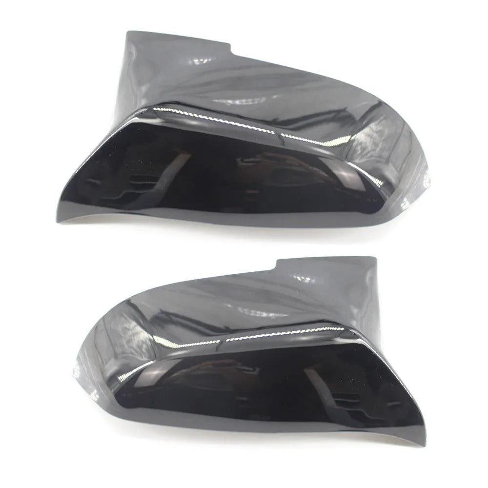 Pair of modified horn rear-view mirror shells for BMW 3 Series 4 Series in paint bright black finish