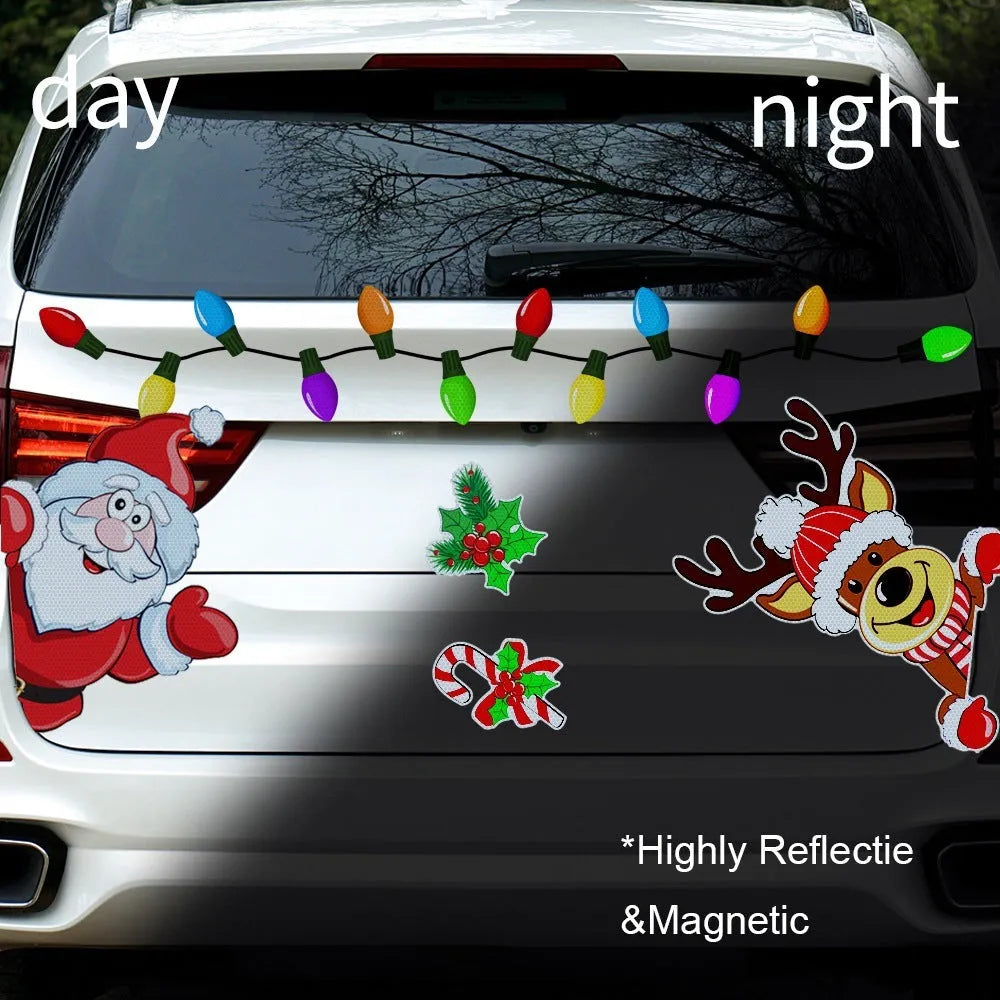 Christmas elk reflective magnetic car sticker with cartoon design in RFM026 colour with 6 threads