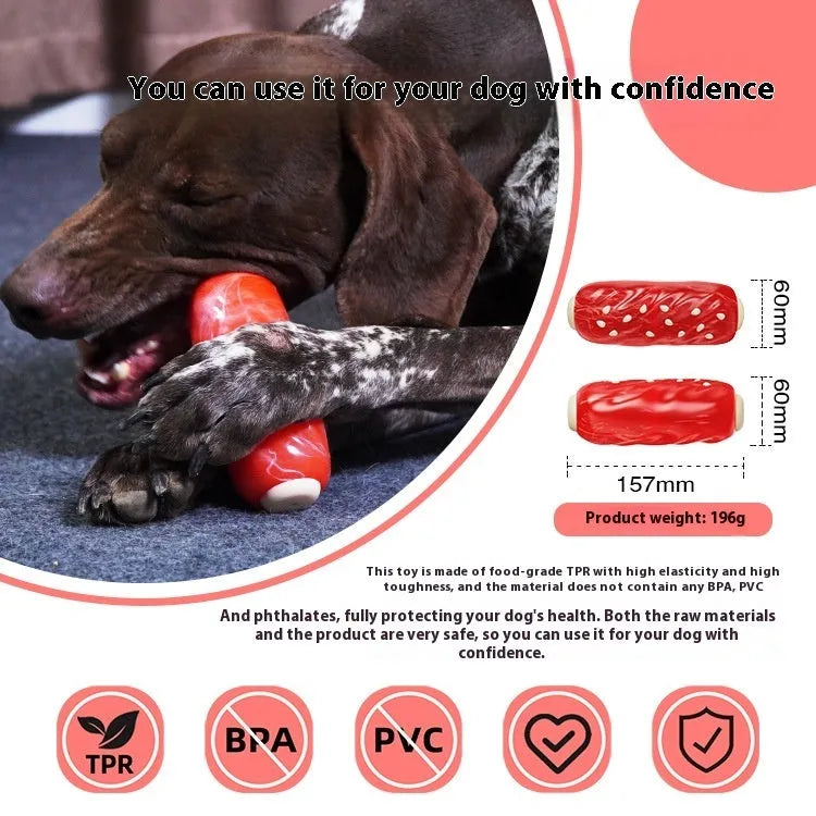 Primary colour plastic molar rod dog chew toy for aggressive chewing and dental hygiene