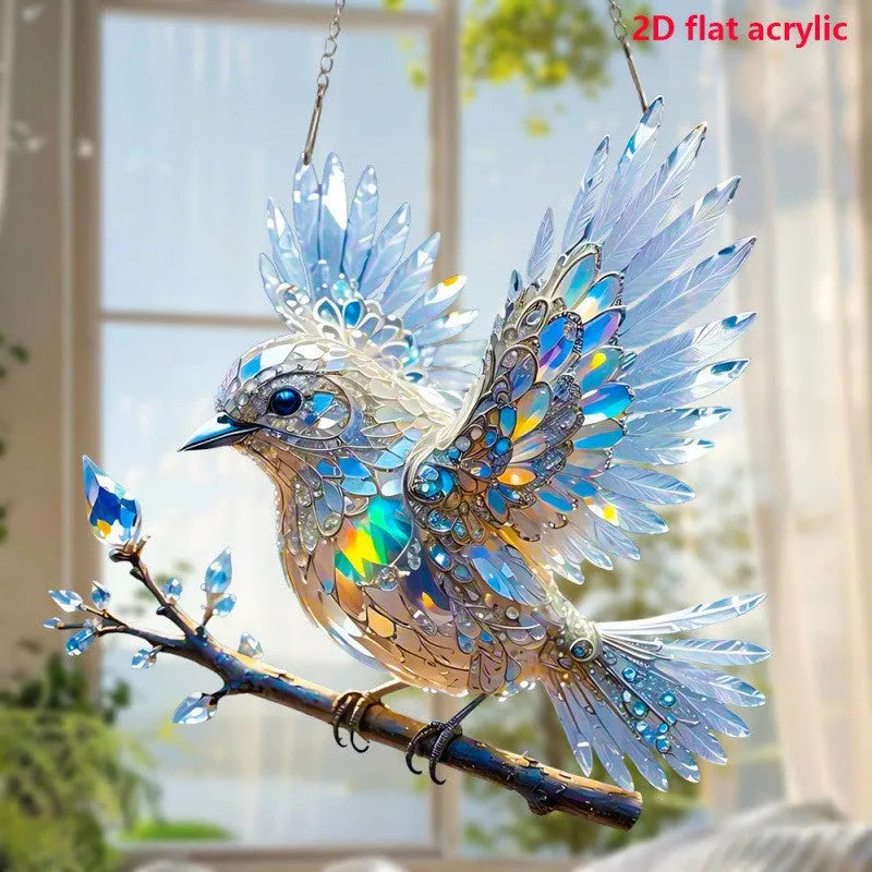 UV printed acrylic bird pendant holiday decoration with cartoon style 1 design