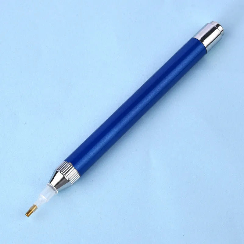 Luminous aluminium alloy drill pen for diamond painting in blue, gold, or red colours